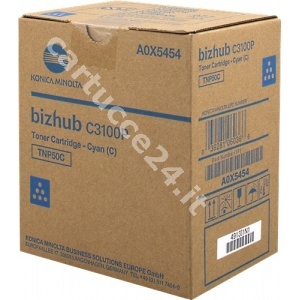 Konica Minolta A0X5454 TNP50C ORIG toner cyan 5000 pag 039281060366