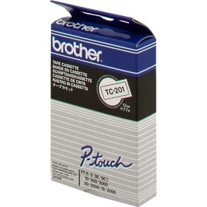 Brother TC-201 - TC201 ORIGINALE nastro laminato nero su bianco TC 201  12mm x 7,7mt - 4977766050524