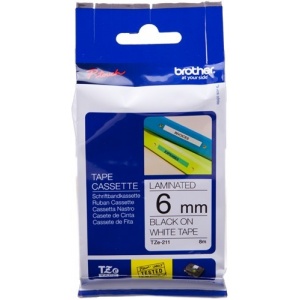 Brother TZe-211 TZ-211 ORIG nastro laminato nero su bianco 6mm x 8mt 4977766685054