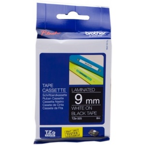 Brother TZe-325 TZ-325 ORIG nastro laminato bianco su nero 9 mm x 8 mt 4977766685665