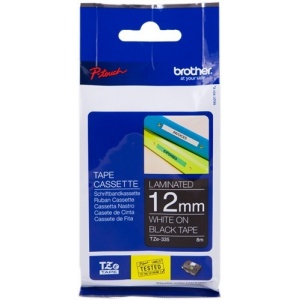 Brother TZe-335 TZ-335 ORIGINAL nastro laminato bianco su nero 12 mm x 8 m, laminato - 4977766685733