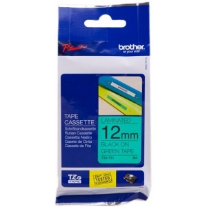 Brother TZe-731 - TZ-731 Orig nastro laminato nero su verde 12mm x 8mt 4977766691352