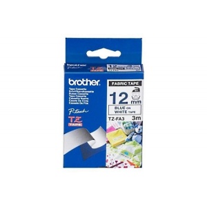 Brother TZe-FA3  TZ-FA3 Original nastro laminato blu su bianco 12mm x 3mt banda applicabile con stiratura - 4977766691710