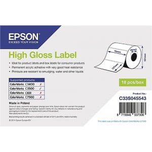 Epson C33S045543 S045543 ORIGINAL Etichette High Gloss Label 76mm x 127mm 250 etich. - 8715946537306