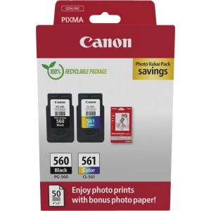 Canon PG-560+CL-561 orig Value Pack black color  + 50 fogli 360 pag 8714574679457
