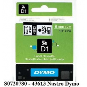 DYMO S0720780 43613 ORIGINAL nastro laminato black su bianco 6mm x 7m, nastro standard D1 - 5411313436137